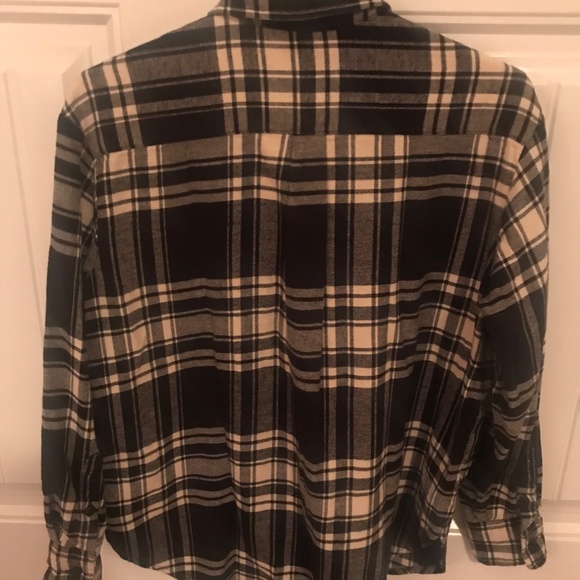 NWT GAP Black and White Oversized Flannel Plaid Shirt Size XS Petite - Picture 2 of 3